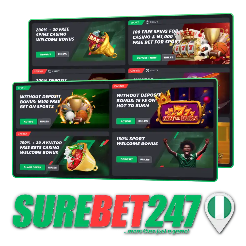 Get your welcome bonus and win at Surebet247 in Nigeria.