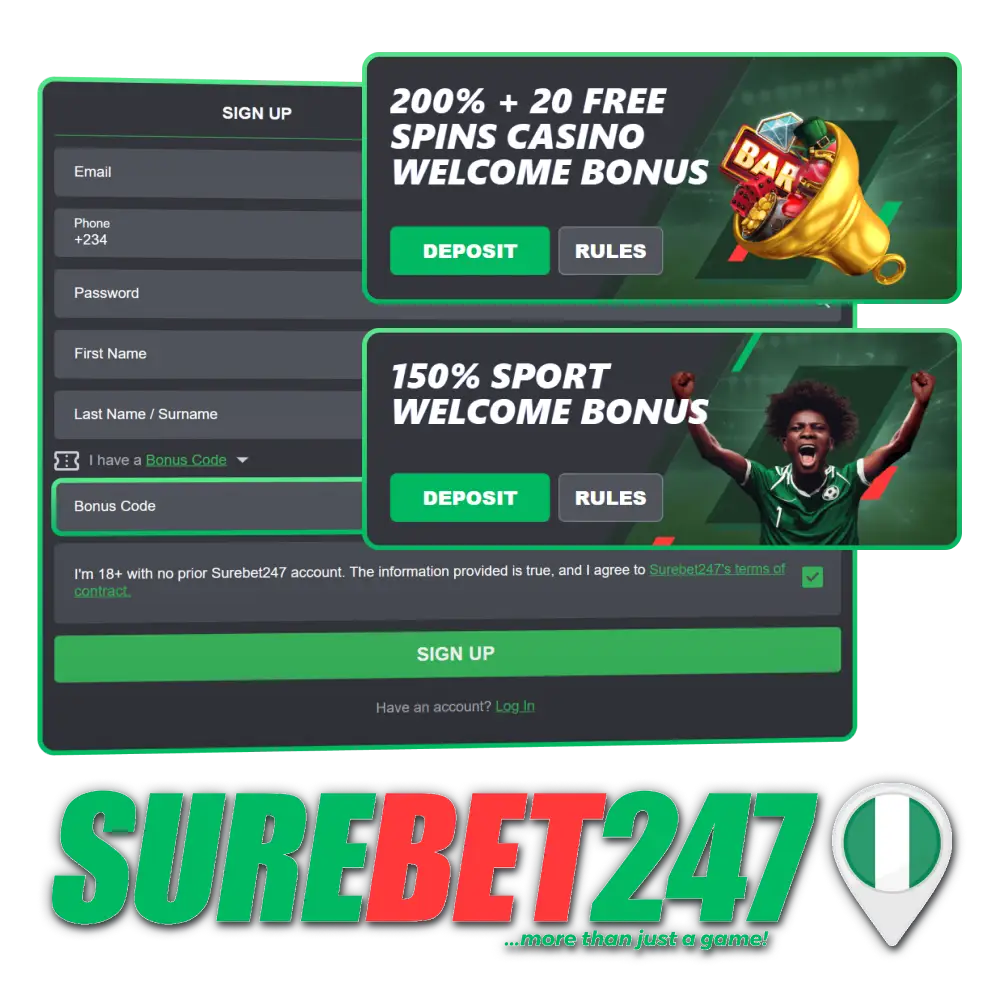 Activate your promo code on official Surebet247 website.