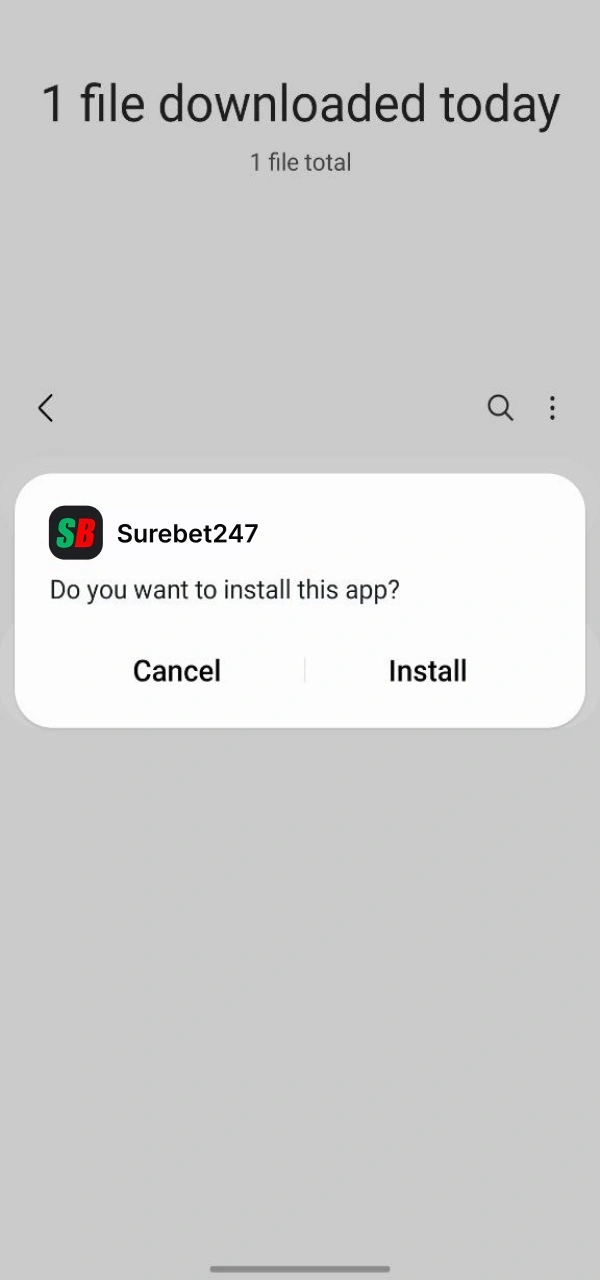 Confirm installation and install securely the official Surebet247 app now.