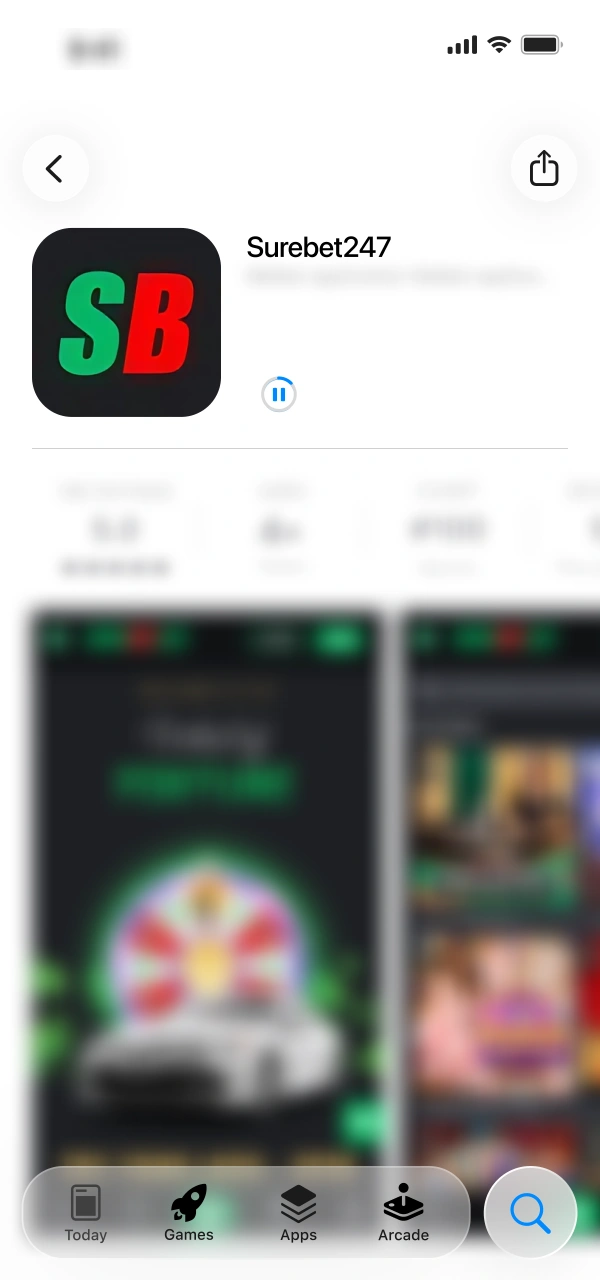 Wait for Surebet247 app installation on your iOS device.