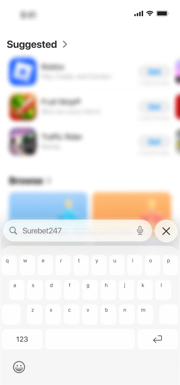 Enter Surebet247 name on the App Store search bar.