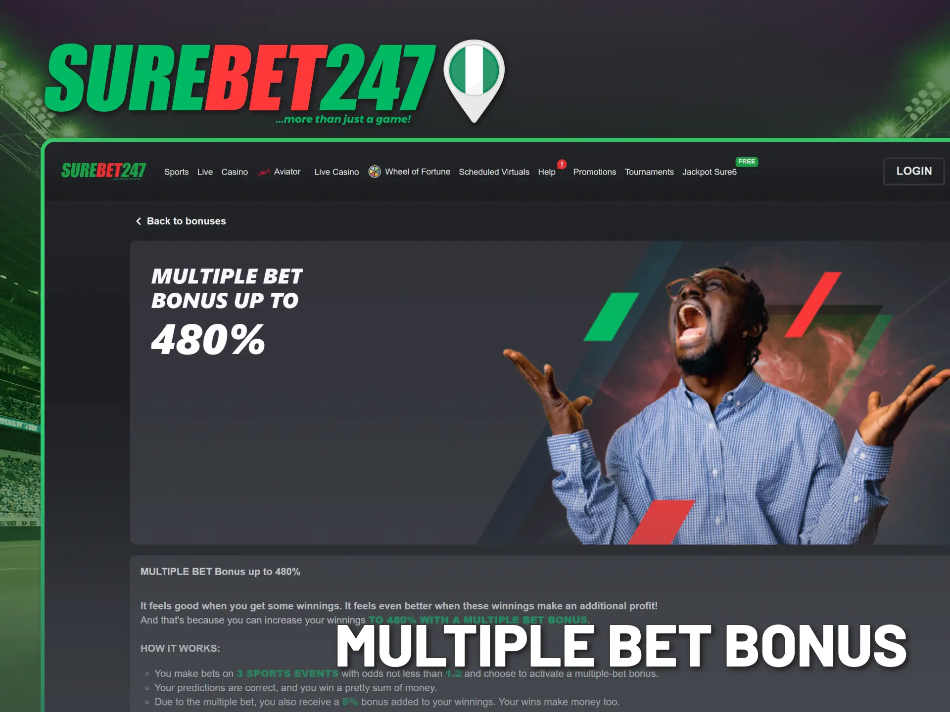 Maximise returns with the Surebet247 Multiple Bet Bonus.