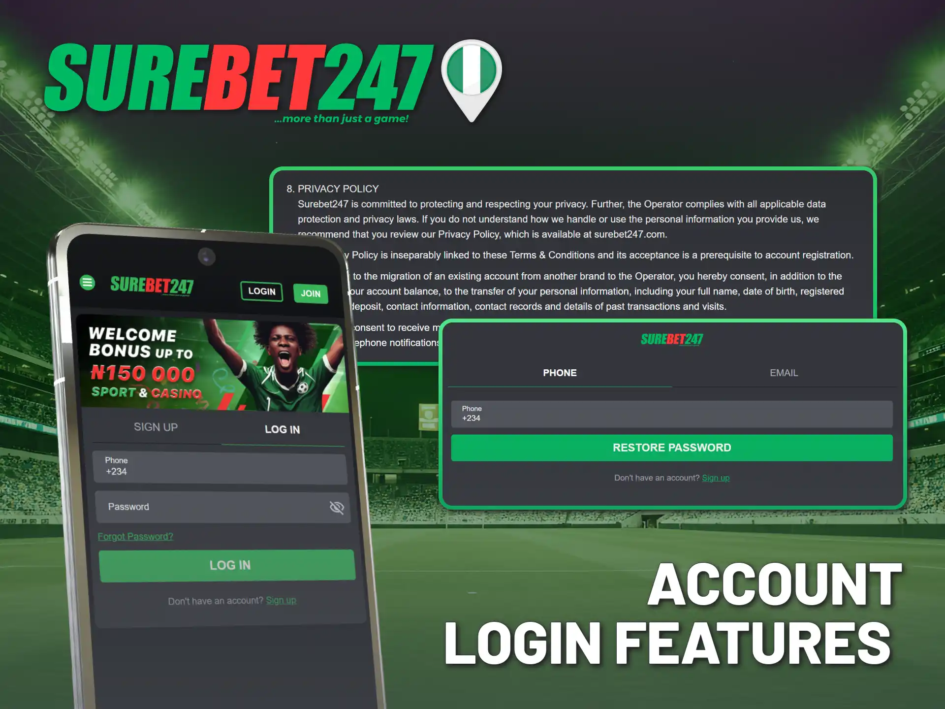 Explore key login features of Surebet247 Nigeria official platform.