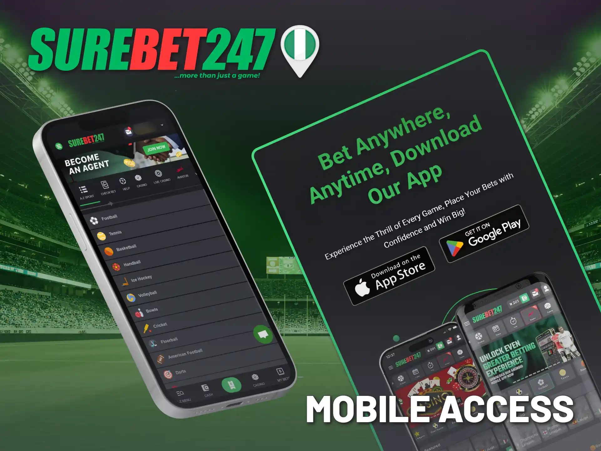 Start betting by logging in to Surebet247 Nigeria official app.