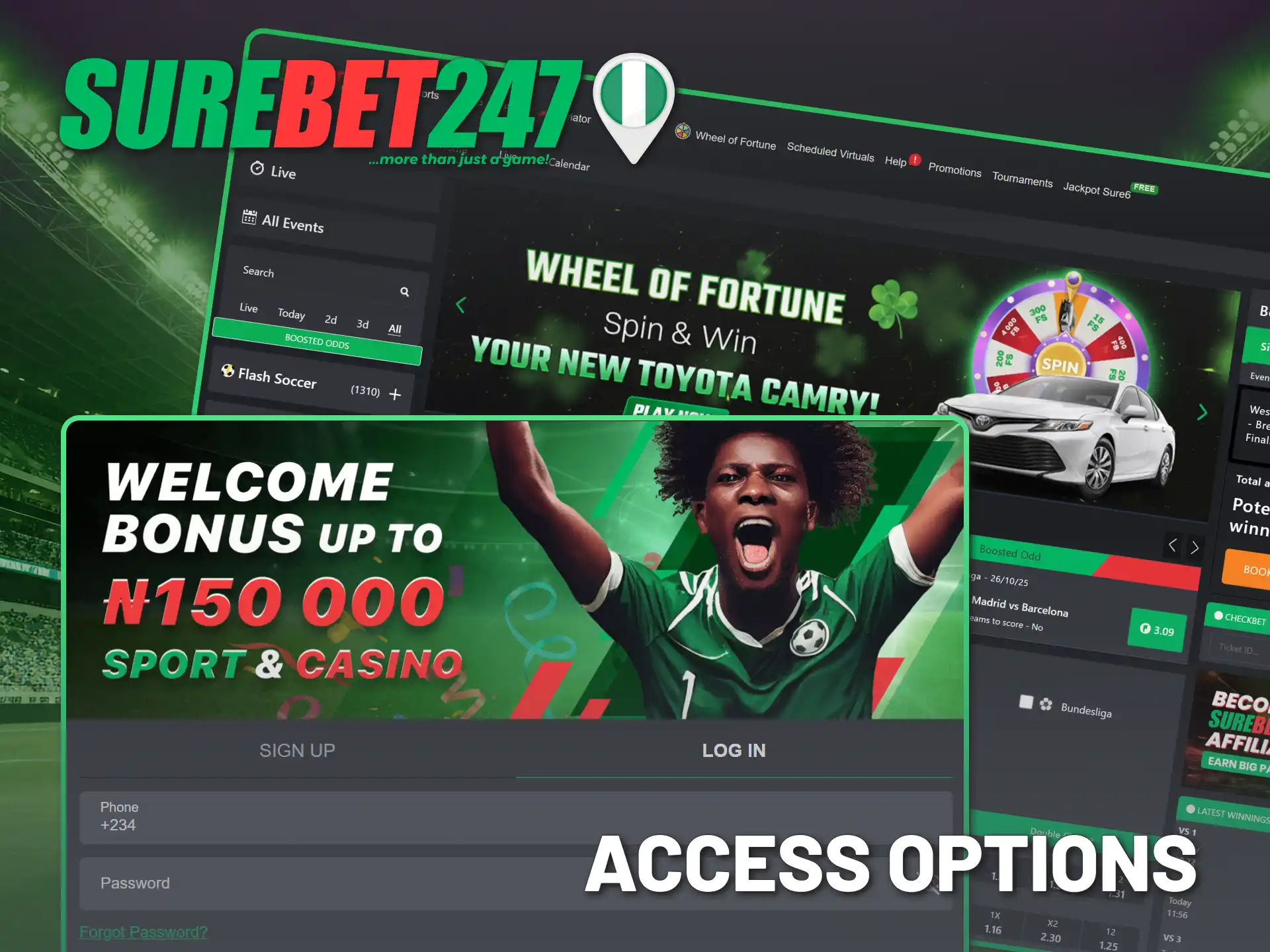 Choose your preferred Surebet247 login method easily in Nigeria.