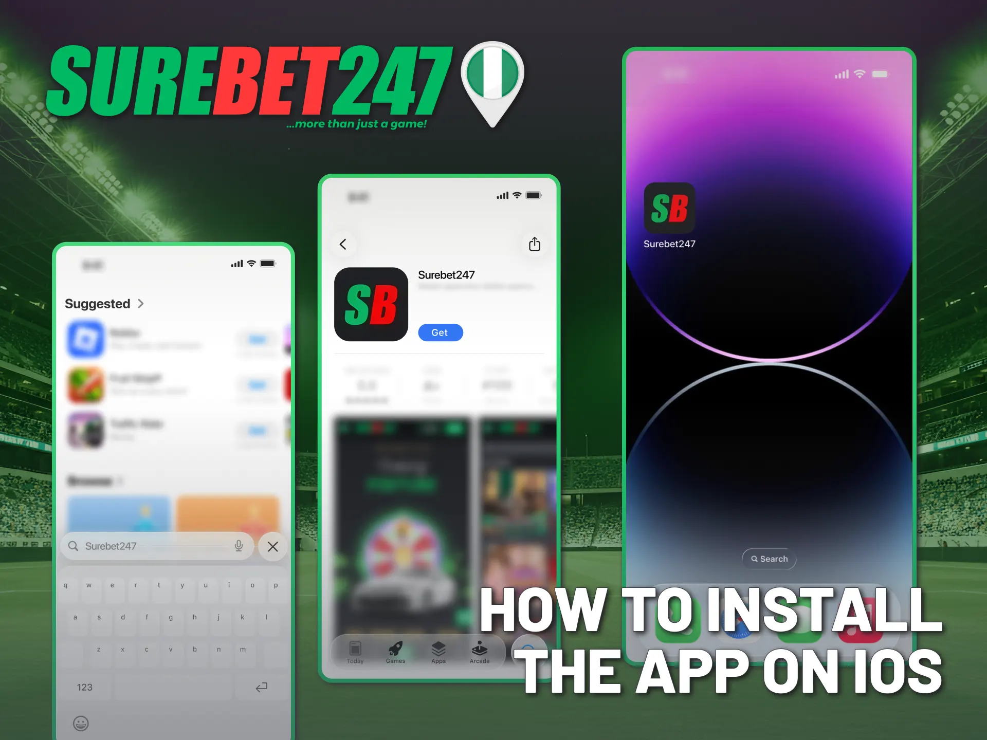 Install the Surebet247 iOS app to your compartible Apple device.