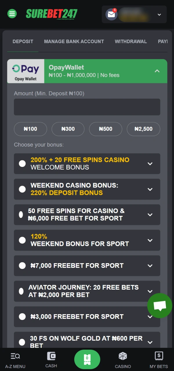 Proceed with depositing to meet Surebet247 official bonus rules.