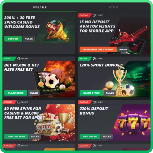 Get access to promotions after signing up with Surebet247 Nigeria.