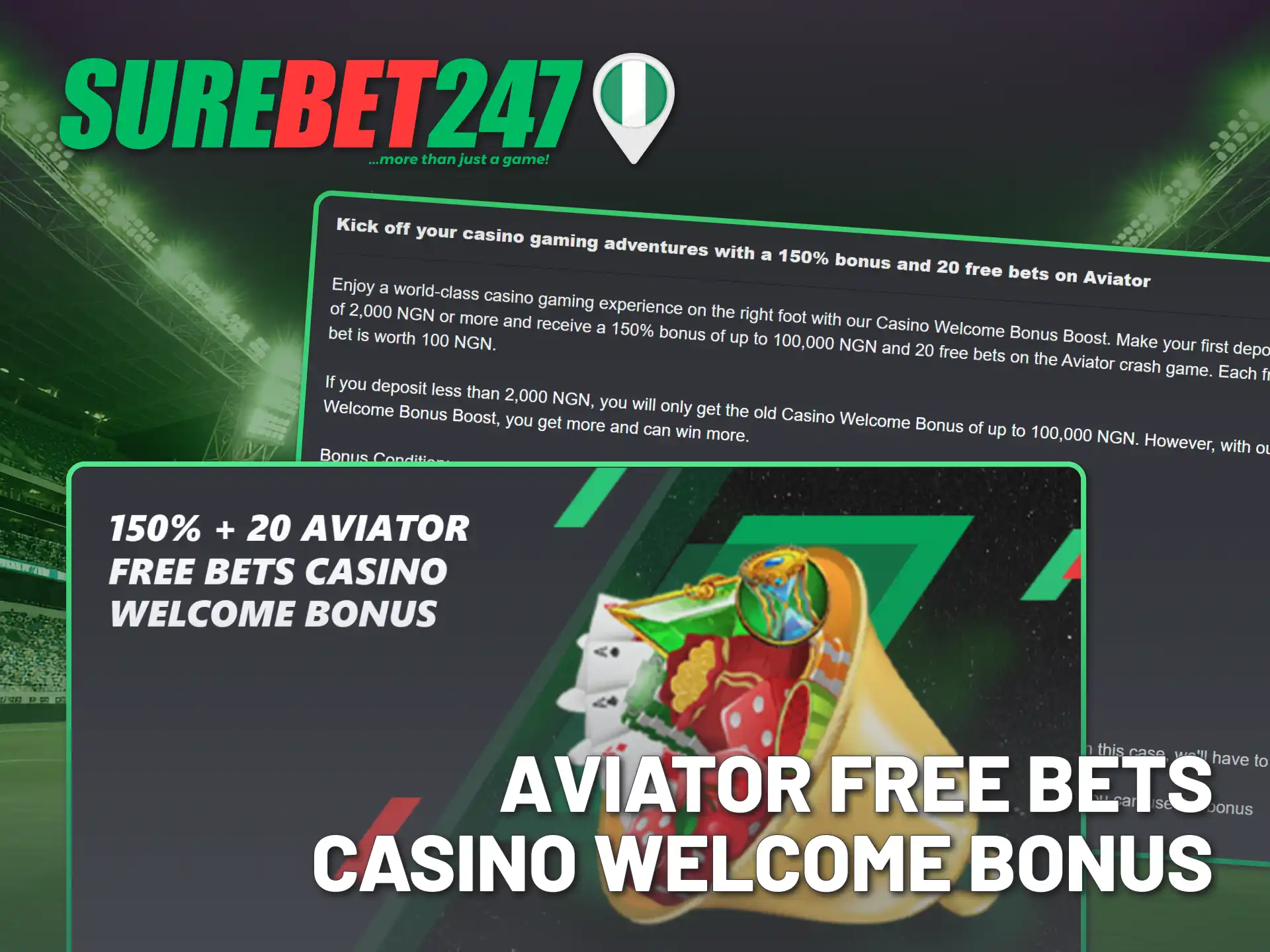 Start your registration with free Aviator bets from Surebet247 Nigeria.