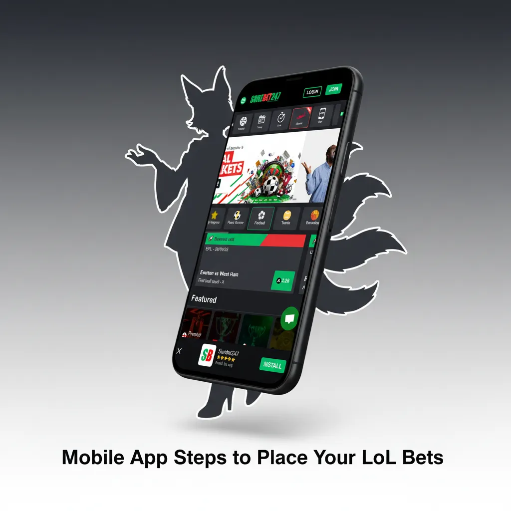 Infographic: how to place a LoL bet on the surebet247(BD) app—install, sign in, deposit, pick market, confirm slip